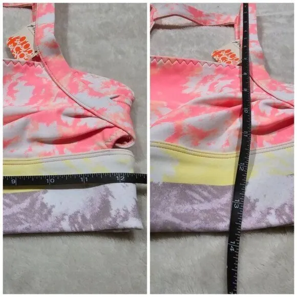 𝐹𝑟𝑒𝑒 𝑃𝑒𝑜𝑝𝑙𝑒 | Bright Pink Tie-Dye Sports Bra - Small