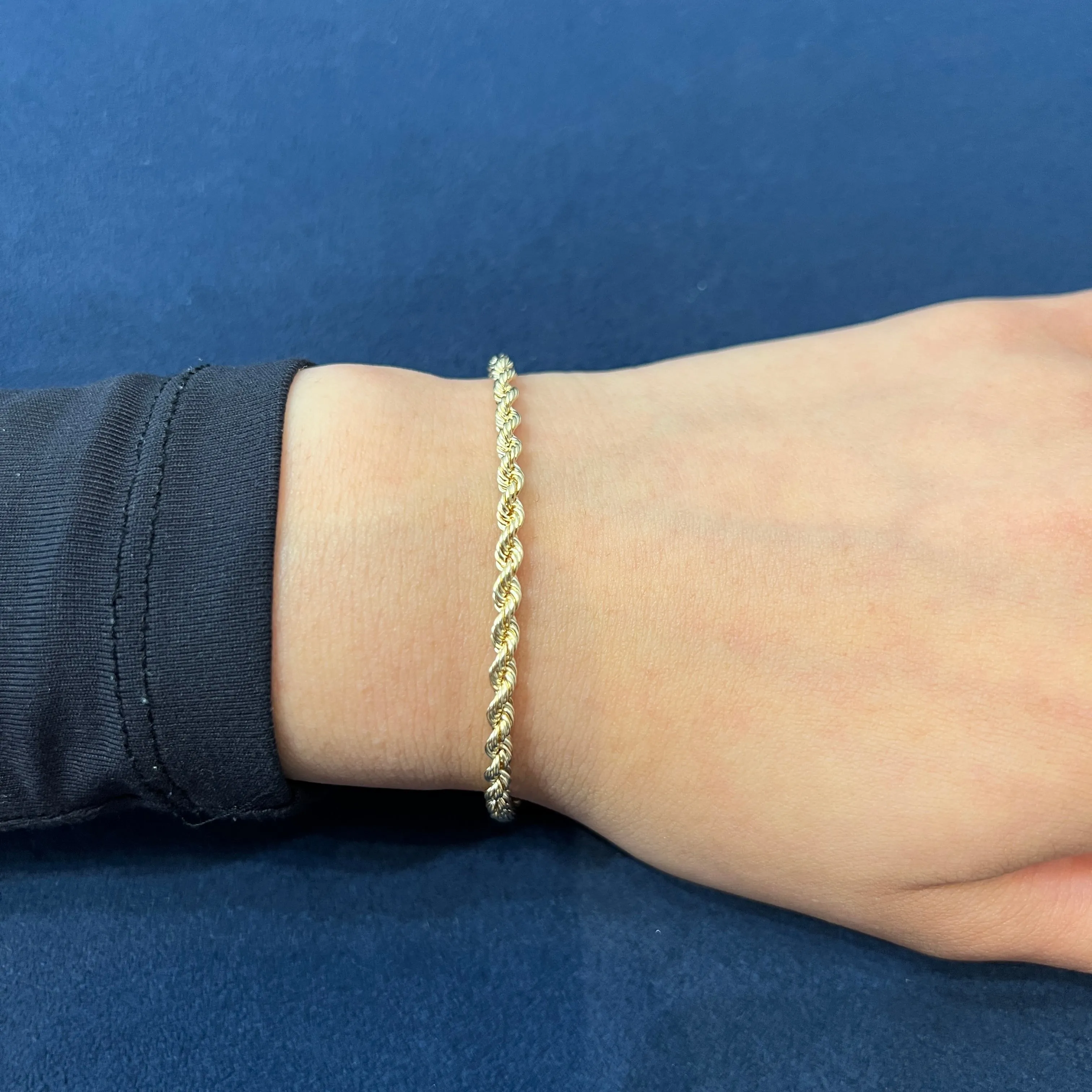 10K Yellow Gold (3mm) Hollow Rope Bracelet 7"