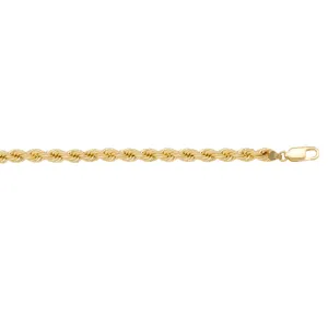 10K Yellow Gold (3mm) Hollow Rope Bracelet 7"