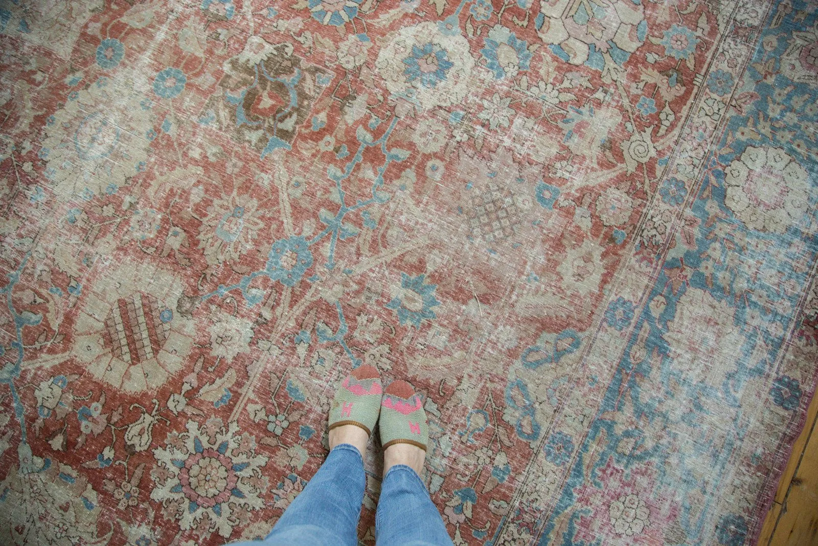 11x14 Vintage Distressed Tabriz Carpet