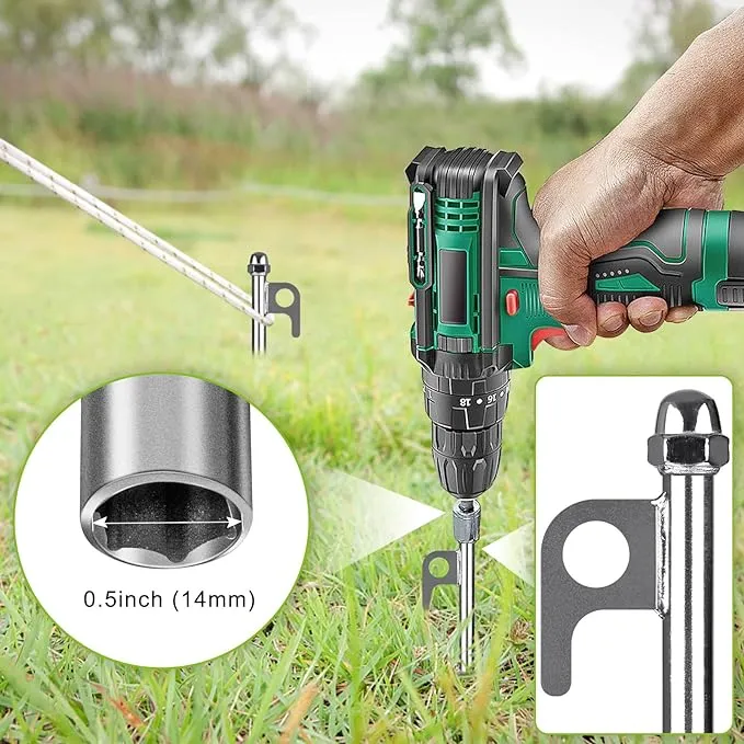12 Inch Ground Anchors, 4 Pcs Heavy Duty Tent Stakes, Easy to Install and Reusable, for Camping Tents, Trampolines, Sheds, Swing Sets, Securing Animals