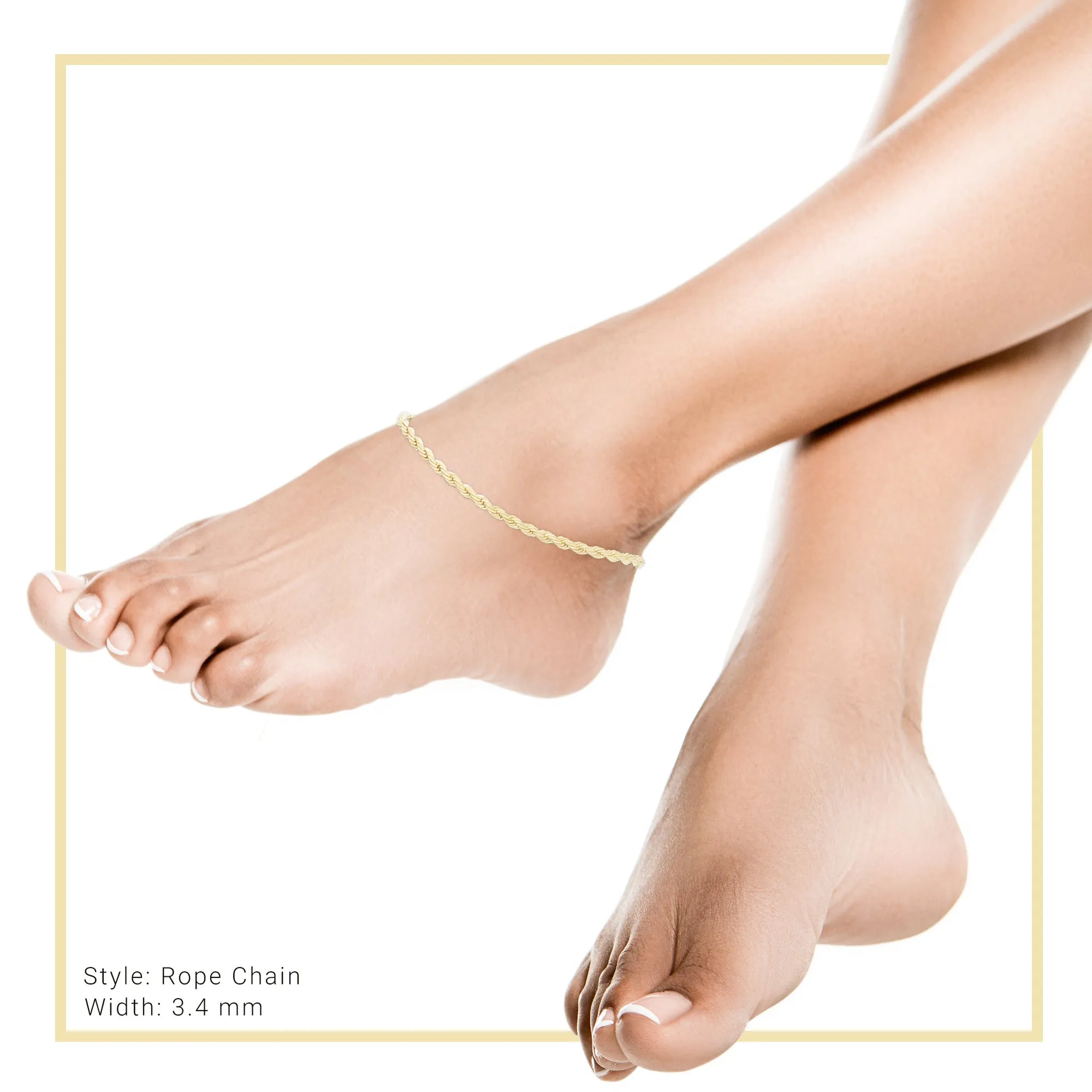 14K Gold Filled Anklet Rope Chain 9.5" Anklet Women Women Jewelry