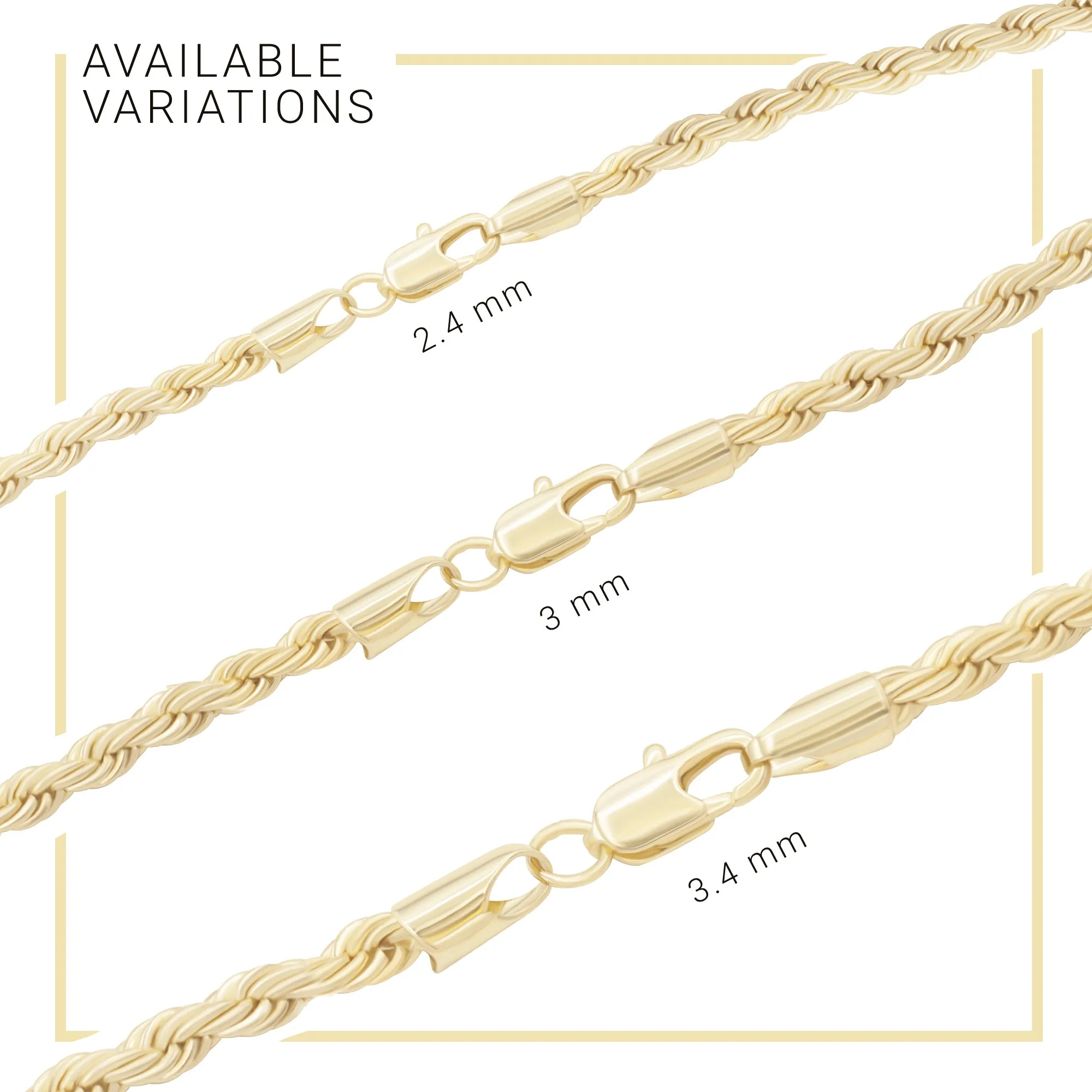 14K Gold Filled Anklet Rope Chain 9.5" Anklet Women Women Jewelry