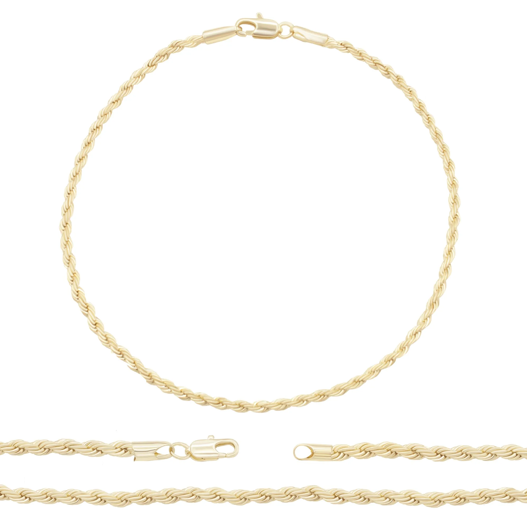 14K Gold Filled Anklet Rope Chain 9.5" Anklet Women Women Jewelry
