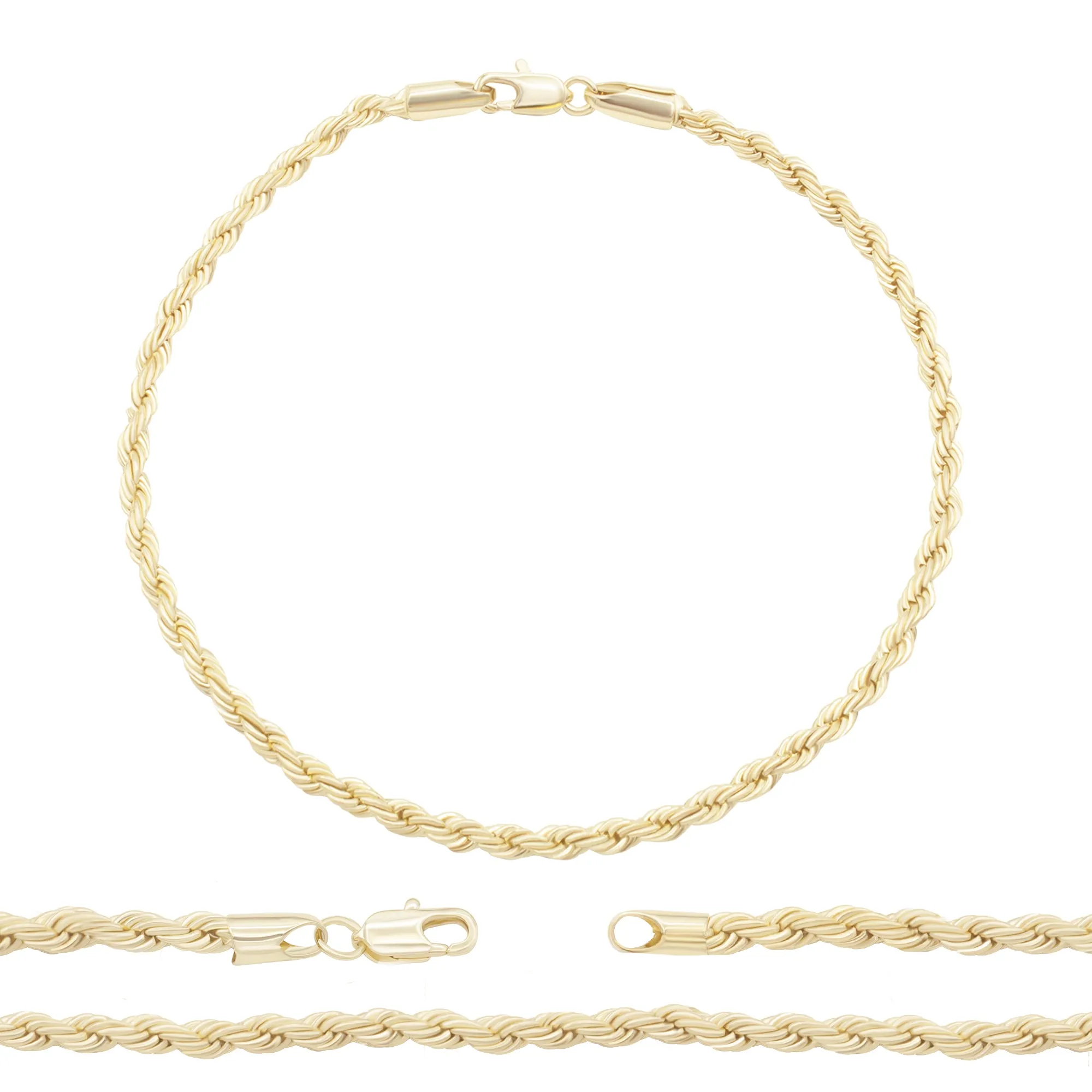 14K Gold Filled Anklet Rope Chain 9.5" Anklet Women Women Jewelry