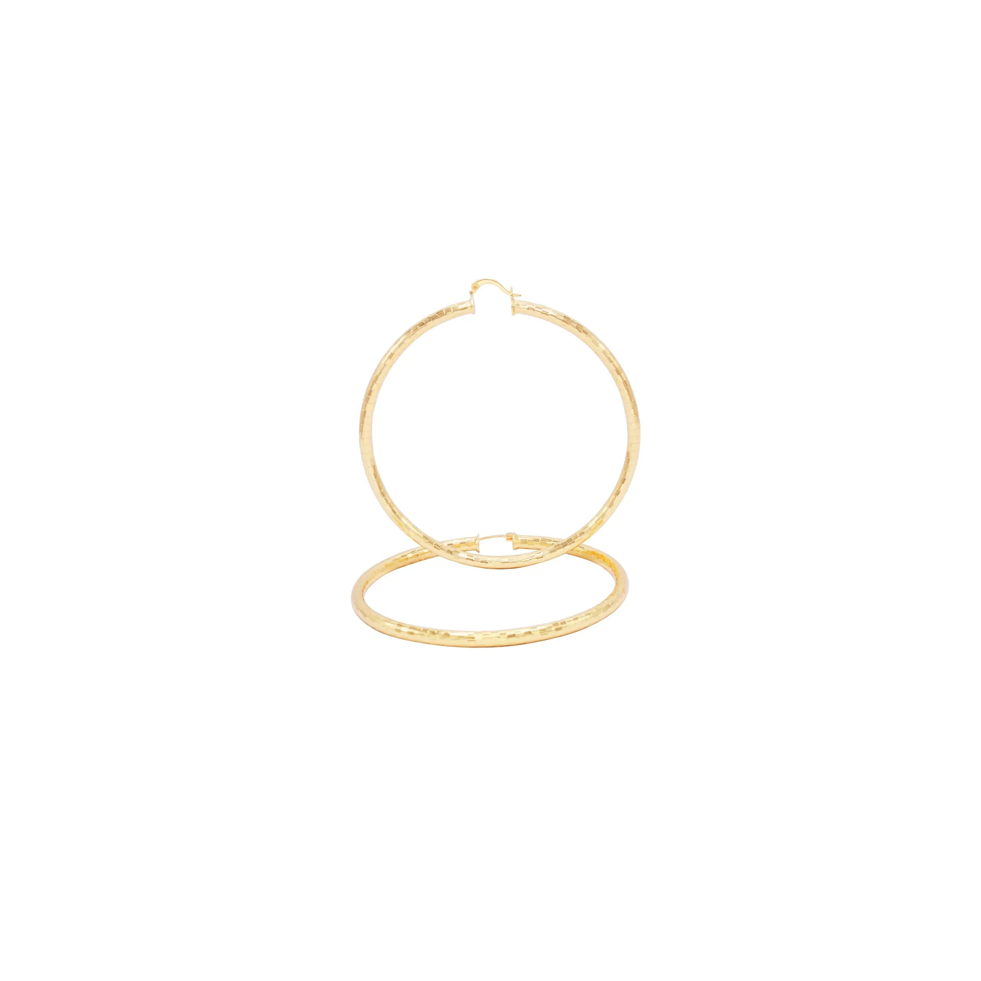 14K Gold-Filled Box Cut Hoop Women Earrings 4 mm Thick 25-80 mm