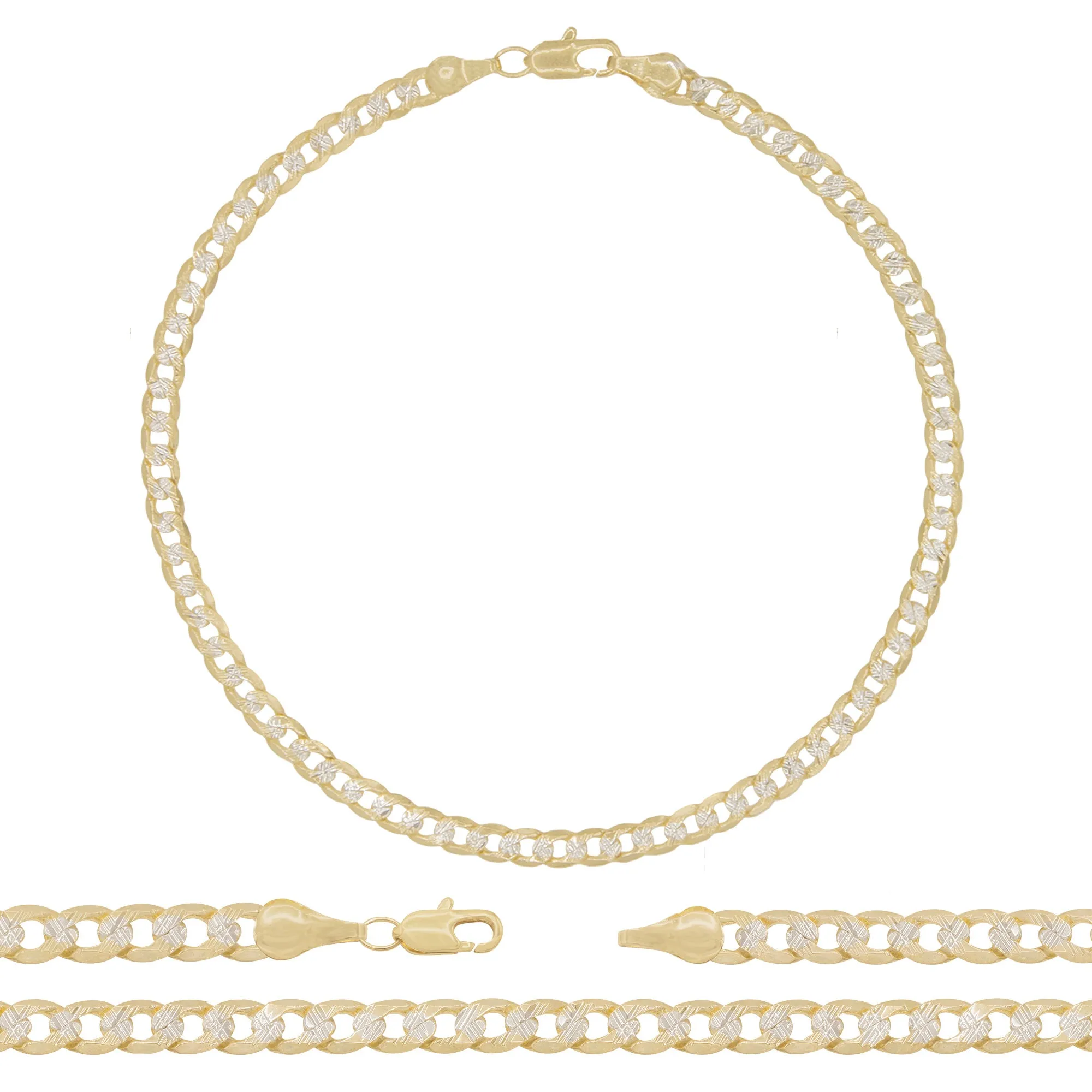 14K Gold Filled Cuban Link Anklet Diamond Cut Curb Chain 10'' Anklet Women Jewelry