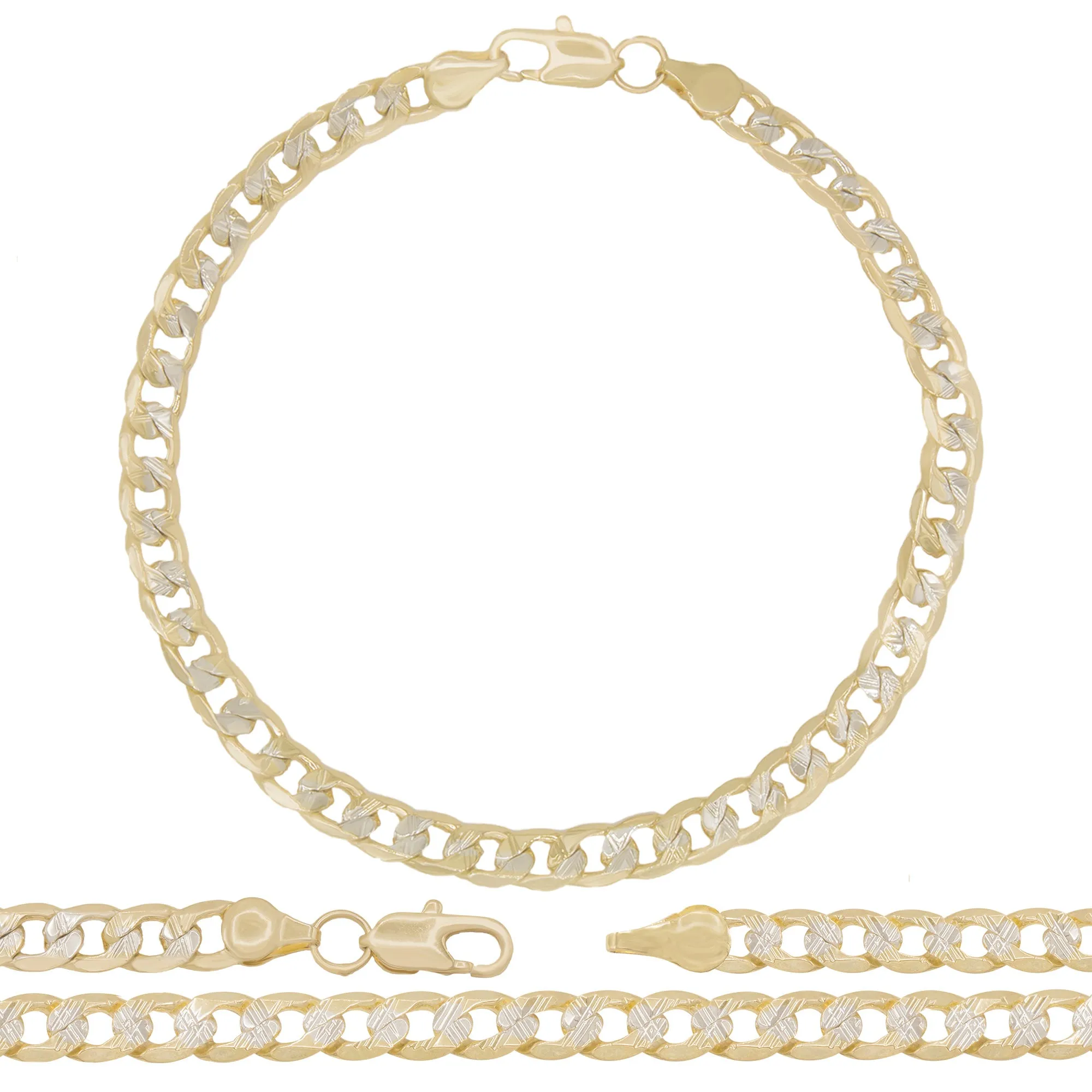 14K Gold Filled Cuban Link Anklet Diamond Cut Curb Chain 10'' Anklet Women Jewelry