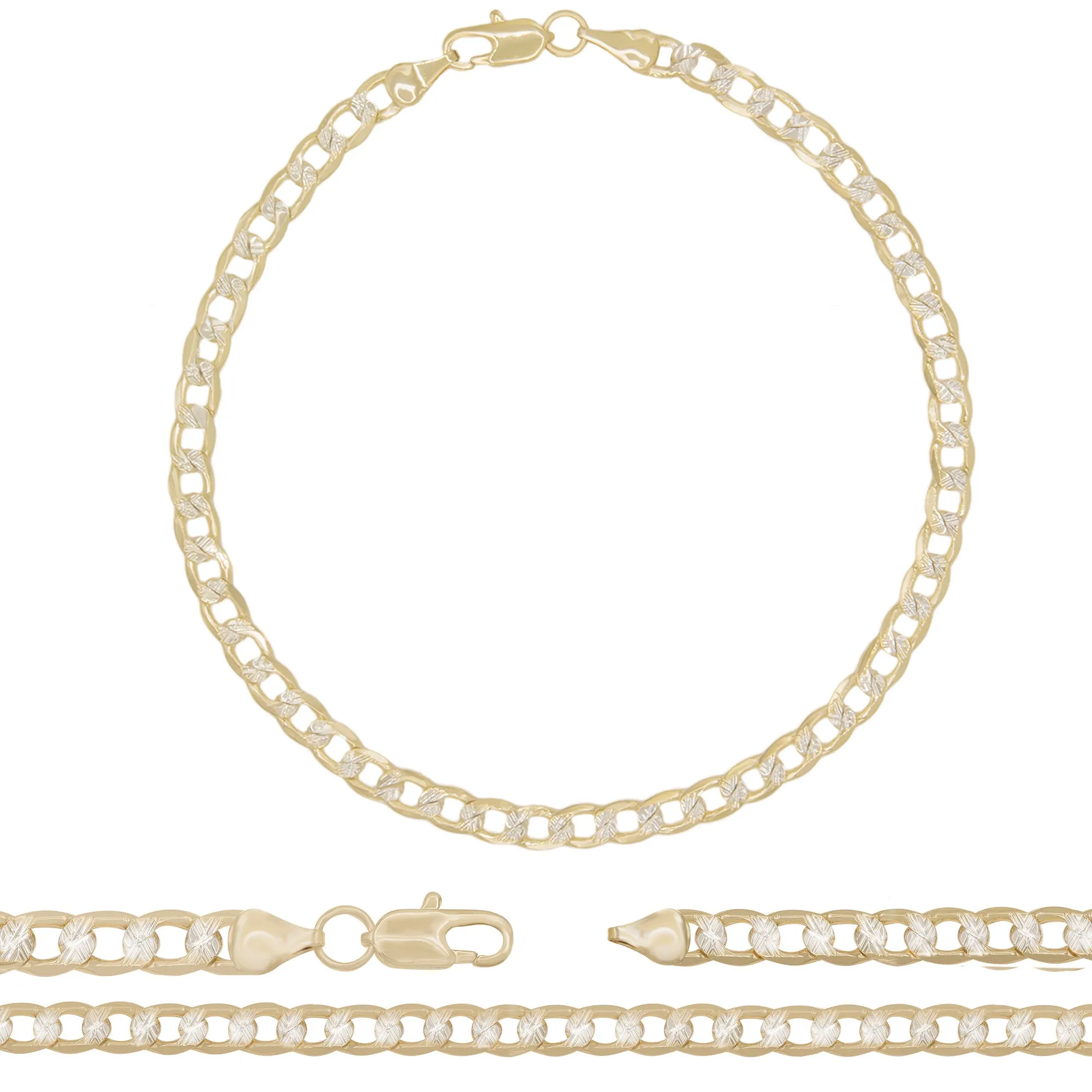 14K Gold Filled Cuban Link Anklet Diamond Cut Curb Chain 10'' Anklet Women Jewelry