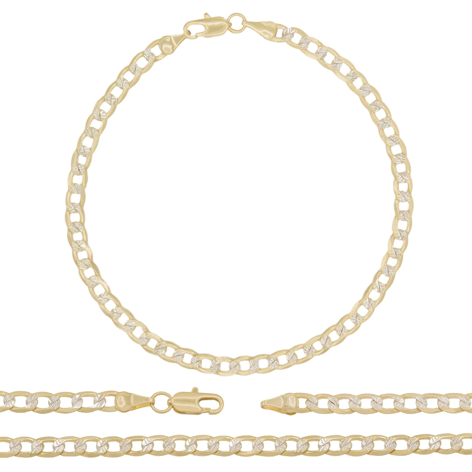 14K Gold Filled Cuban Link Anklet Diamond Cut Curb Chain 10'' Anklet Women Jewelry