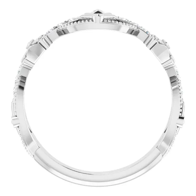 14K White 1/8 CTW Diamond Vintage-Inspired Anniversary Band