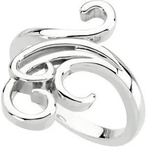 14k White Gold Fashion Ring, Size 7