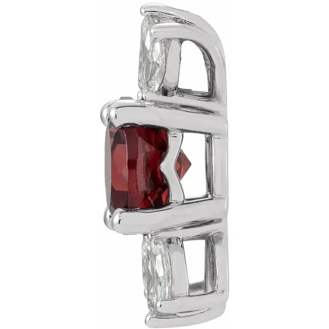14K White Mozambique Garnet & 1/4 CTW Diamond Pendant