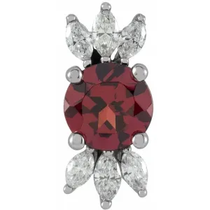 14K White Mozambique Garnet & 1/4 CTW Diamond Pendant