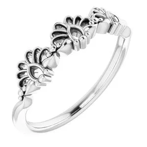 14K White Vintage-Inspired Stackable Ring