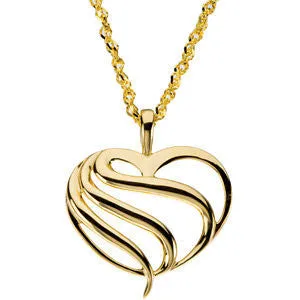 14k Yellow Gold Fashion Heart Pendant