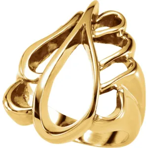 14k Yellow Gold Freeform Ring, Size 6