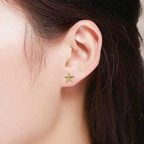 14K Yellow Gold Polished Star Stud Earring