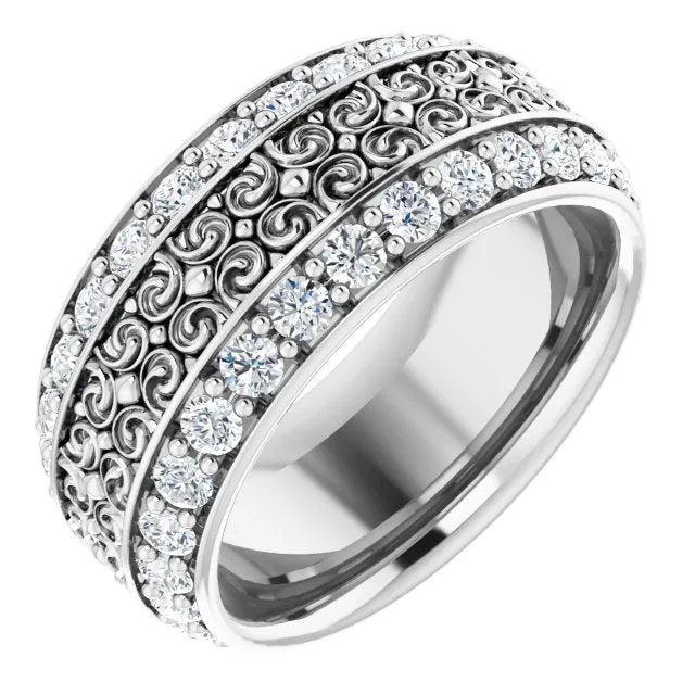 1.68 ct. Round Diamond Eternity Band Double Row Diamond Wide Ring