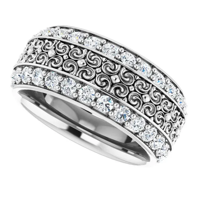 1.68 ct. Round Diamond Eternity Band Double Row Diamond Wide Ring