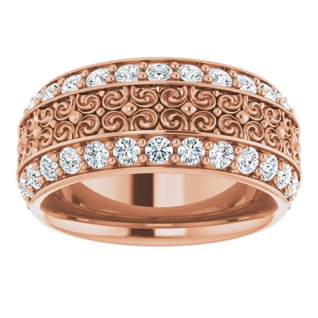 1.68 ct. Round Diamond Eternity Band Double Row Diamond Wide Ring