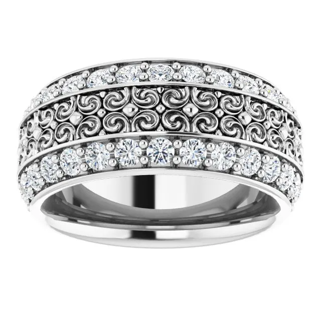 1.68 ct. Round Diamond Eternity Band Double Row Diamond Wide Ring