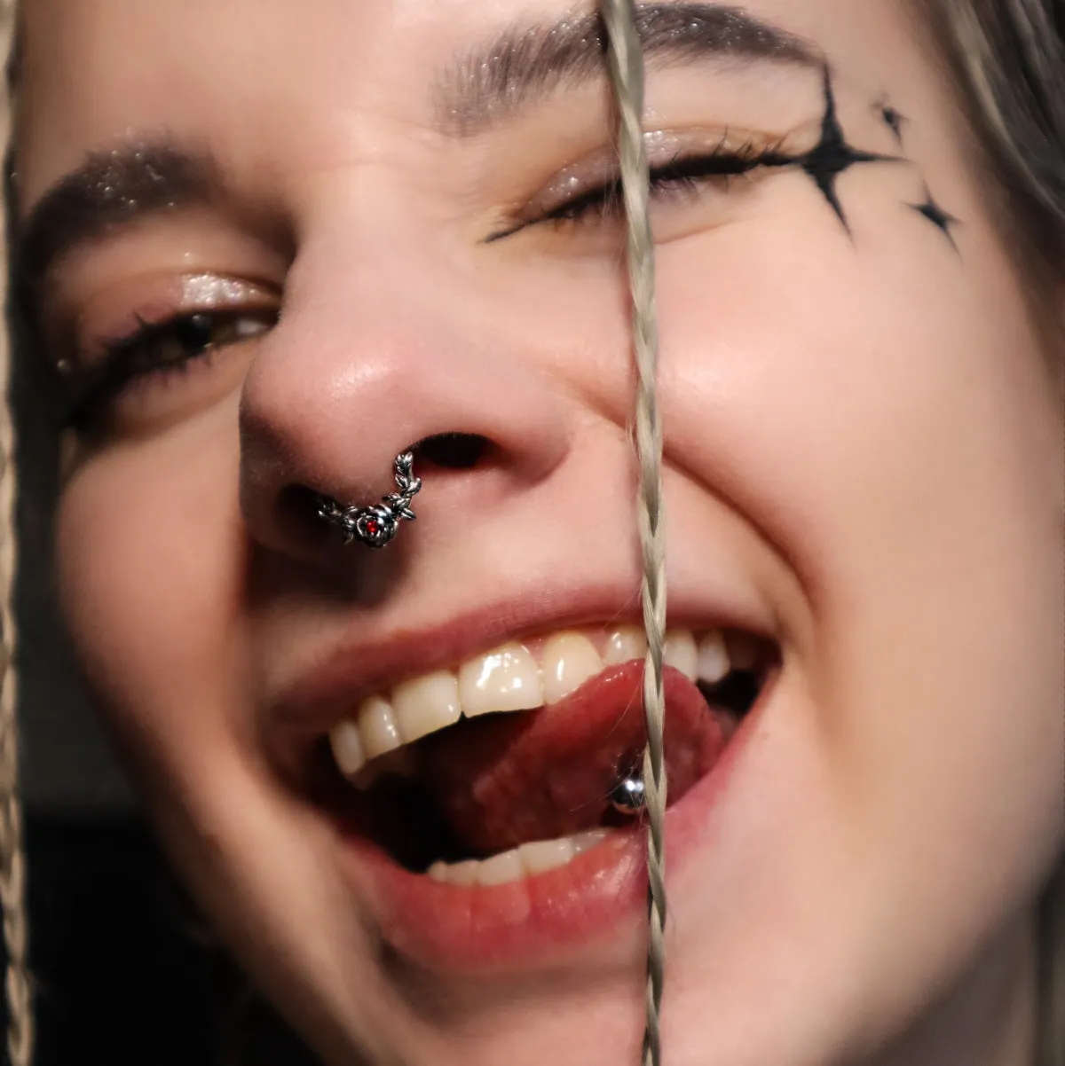 16G Vintage Rose Red CZ Septum Ring