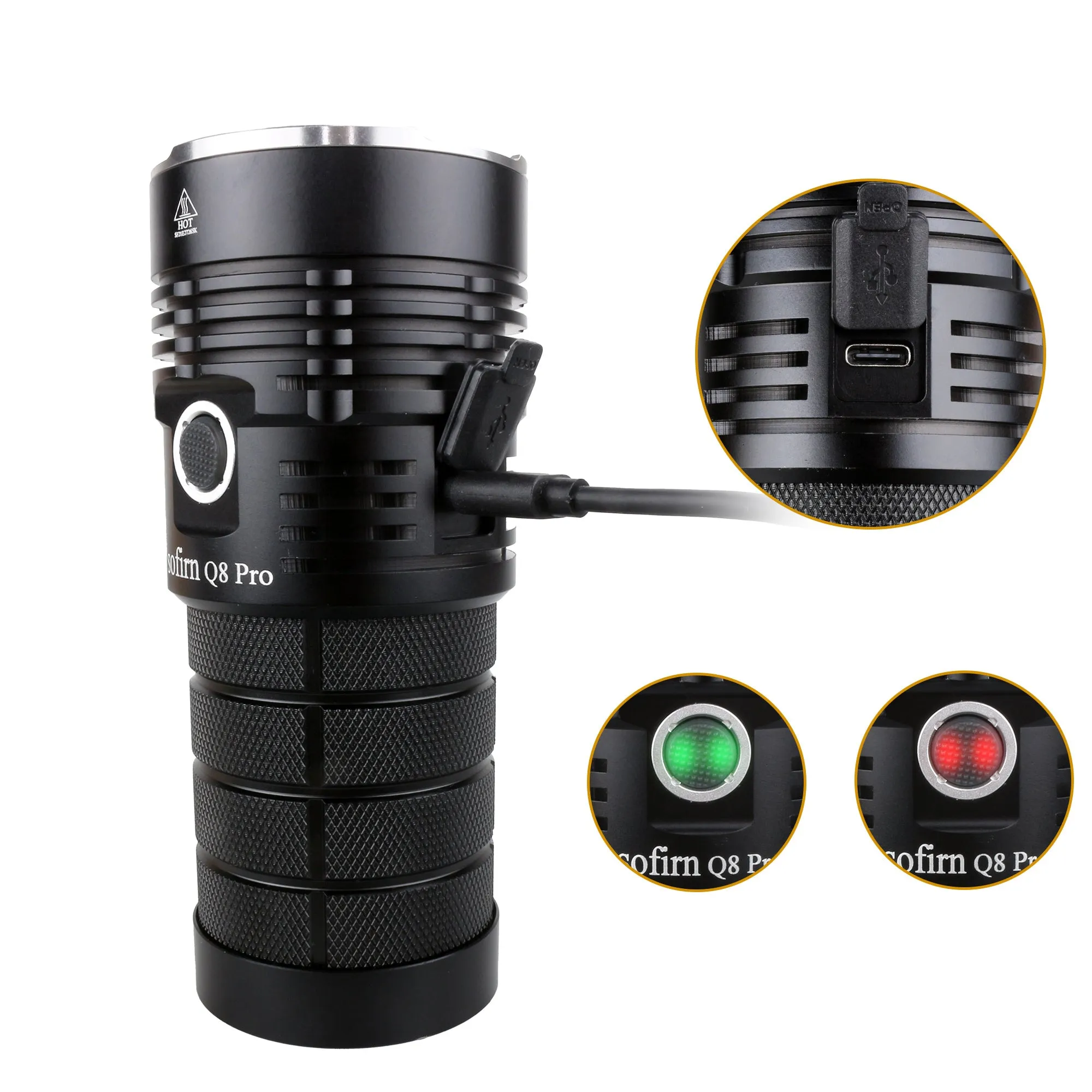 18650C Port Direct Charge, Strong Flashlight