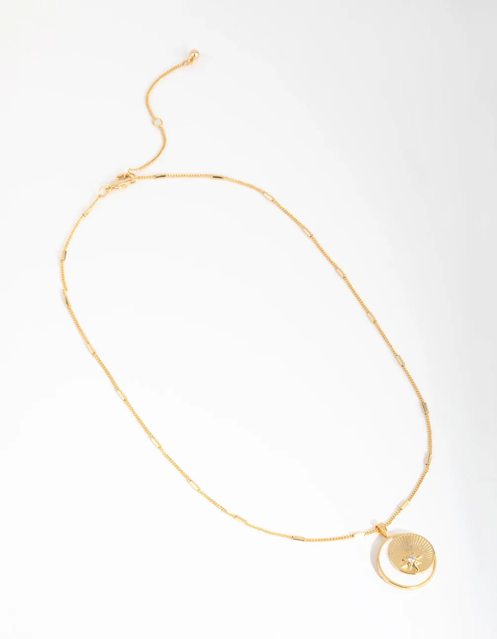 18ct Gold Plated Cubic Zirconia & Shell Moon Necklace