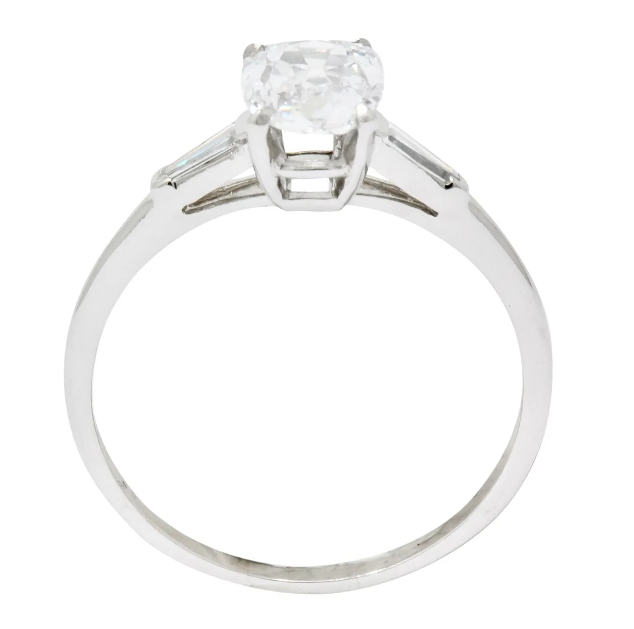 1950’s Mid-Century 1.13 CTW Diamond Platinum Engagement Ring GIA
