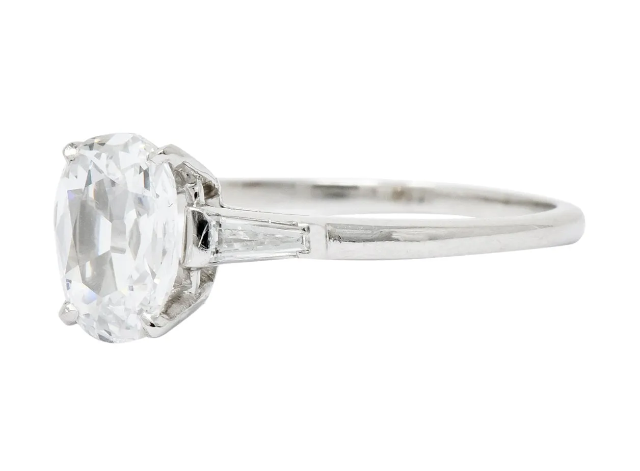 1950’s Mid-Century 1.13 CTW Diamond Platinum Engagement Ring GIA