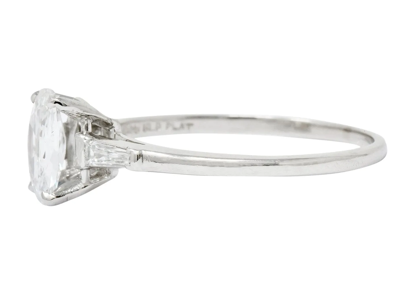 1950’s Mid-Century 1.13 CTW Diamond Platinum Engagement Ring GIA