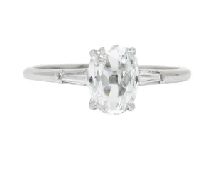 1950’s Mid-Century 1.13 CTW Diamond Platinum Engagement Ring GIA