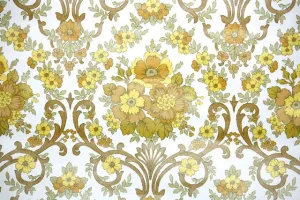 1970s Floral Damask Vintage Wallpaper