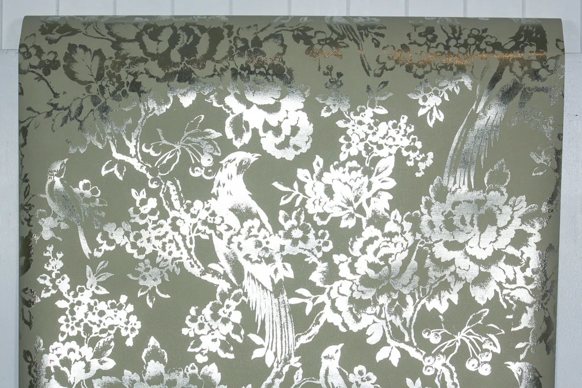 1970s Floral Vinyl Vintage Wallpaper