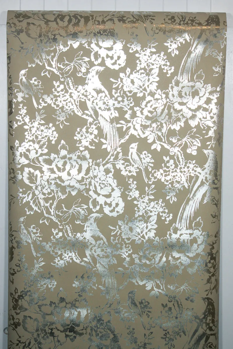 1970s Floral Vinyl Vintage Wallpaper