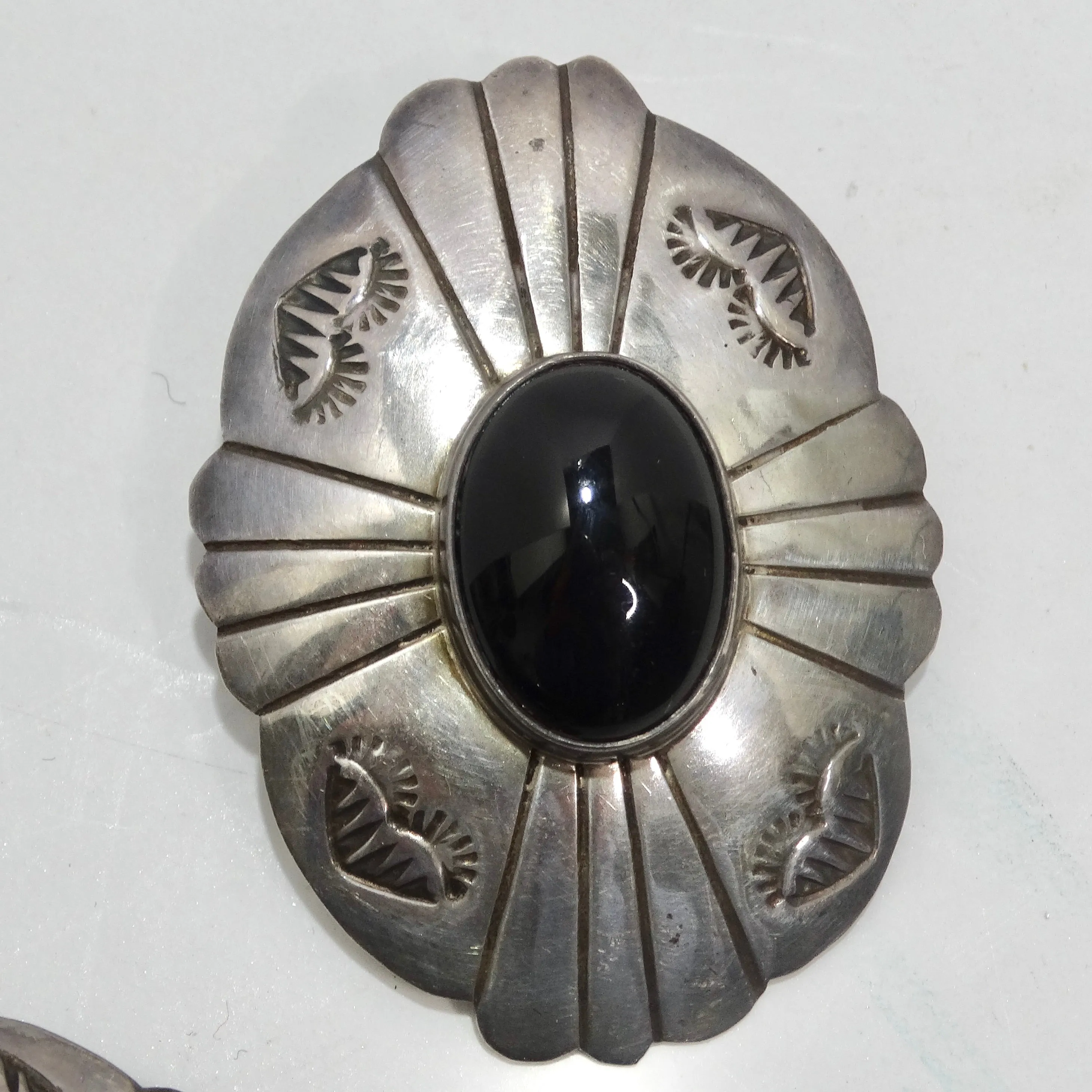 1970s Sterling Silver Onyx Statement Earrings