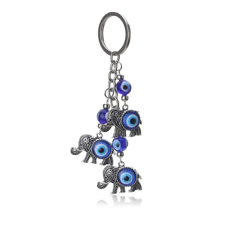 1pc Blue Evil Eye Charms Keychain Elephant Pendent Key Chain