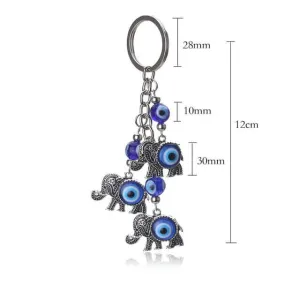 1pc Blue Evil Eye Charms Keychain Elephant Pendent Key Chain