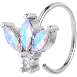20 Gauge 5/16 Aurora Gem Fashion Fan Mini Nose Hoop
