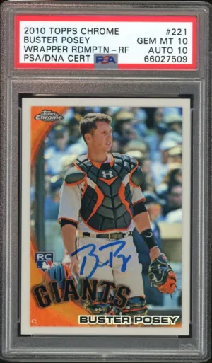 2010 Topps Chrome Wrapper Redemption Buster Posey RC PSA 10/10 Auto POP 1 GEM MT