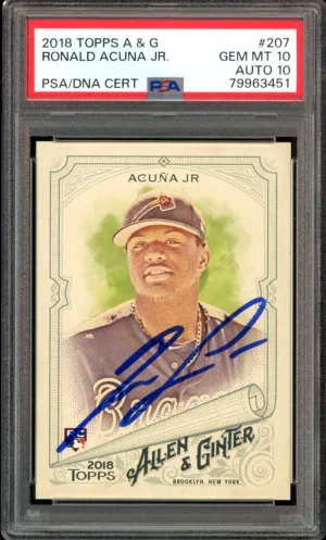 2018 Topps Allen & Ginter Ronald Acuna Jr. RC Rookie PSA 10/10 Auto GEM MINT