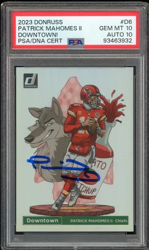 2023 Donruss Downtown #D6 Patrick Mahomes On Card PSA 10/10 Auto GEM MINT