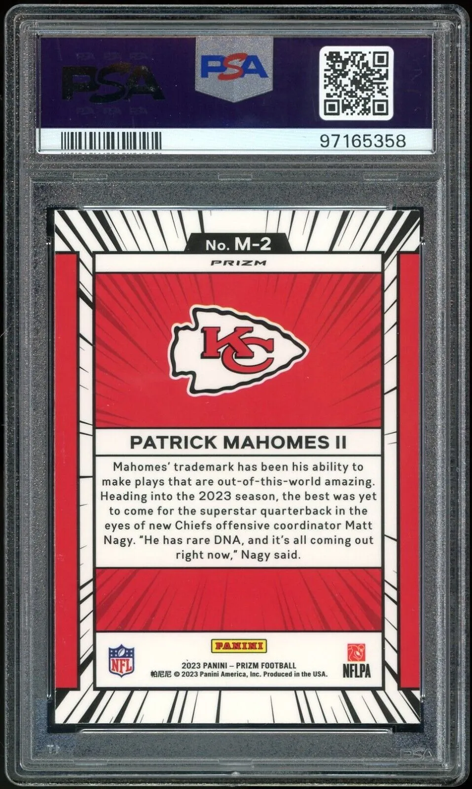 2023 Panini Prizm Manga Silver #M-2 Patrick Mahomes PSA 9/10 Auto MINT Pop 1