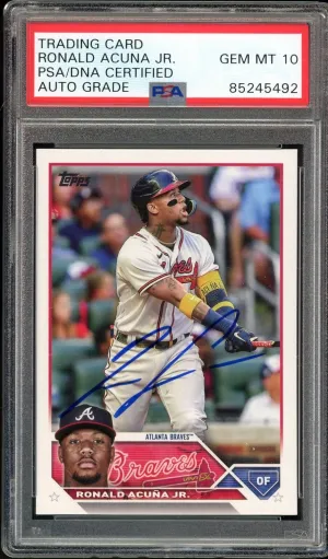 2023 Topps #150 Ronald Acuna Jr. On Card PSA/DNA Auto GEM MINT 10