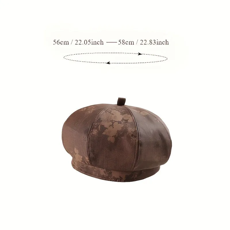 2pcs Newsboy Caps in Khaki And Gray, Vintage Floral Beret