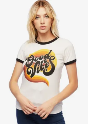 70s inspired Good Vibes Only Ringer Tee