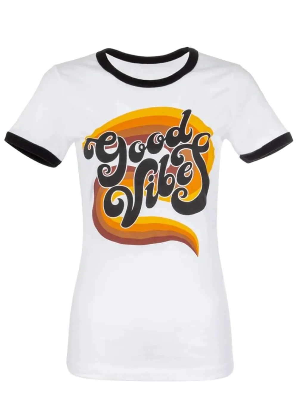 70s inspired Good Vibes Only Ringer Tee