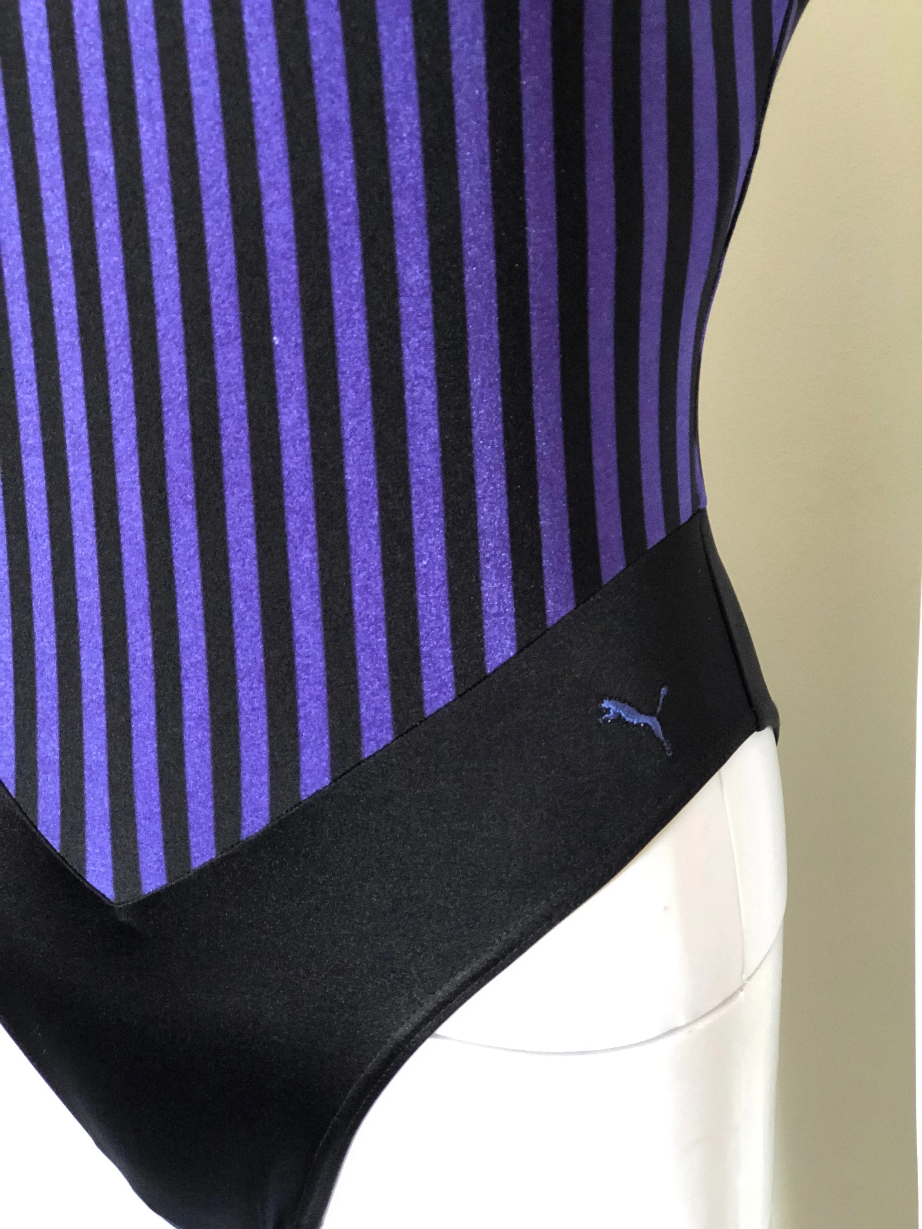 80's Puma Stripe Aerobic Swimsuit