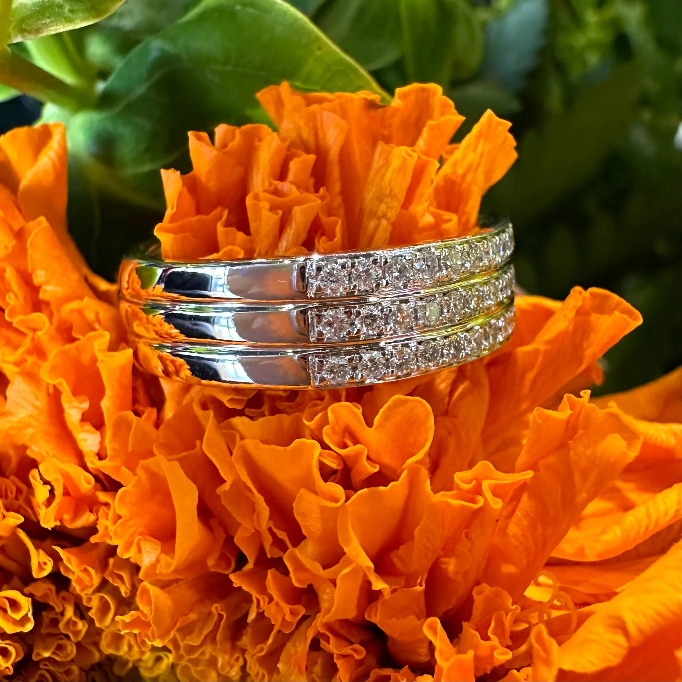 A. Jaffe Triple Row Diamond Band 14K White Gold Ring FR3291/50